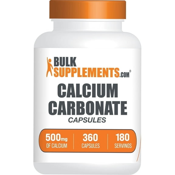 BulkSupplements Calcium Carbonate Capsules, Bone & Joint Health, Digestive Support, 360 Capsules