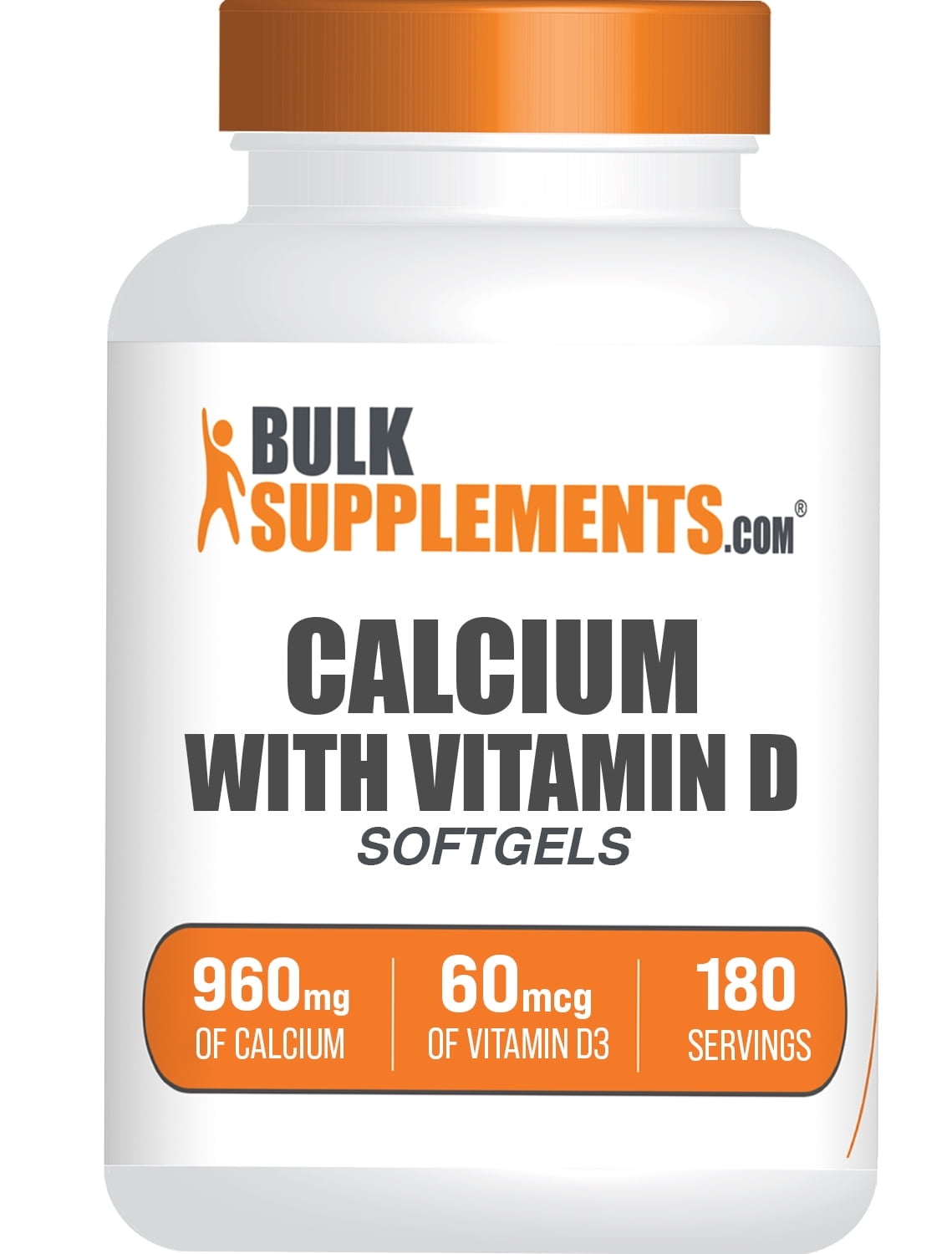 BulkSupplements Calcium Carbonate & Vitamin D3 Softgels - 960mg of Calcium per Serving (360 Softgels - 180 Servings)