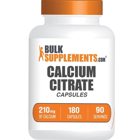 BulkSupplements Calcium Citrate Capsules - 210mg per Serving (180 Capsules - 90 Servings)