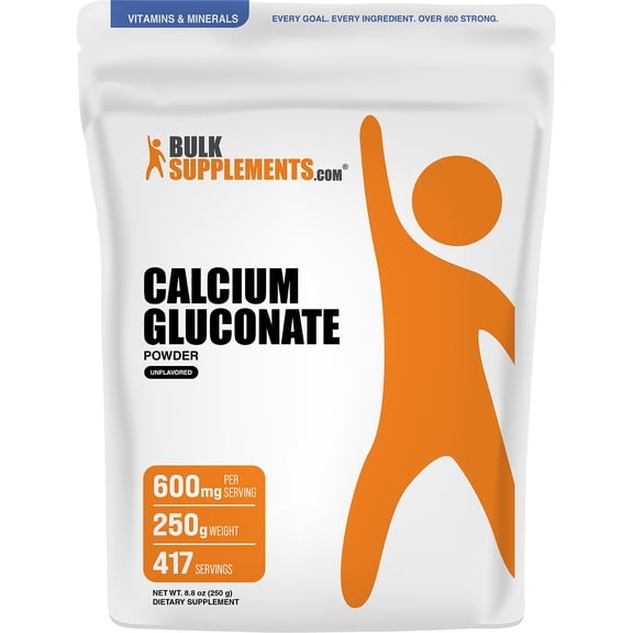 BulkSupplements Calcium Gluconate Powder - 250 Grams (8.8 oz)