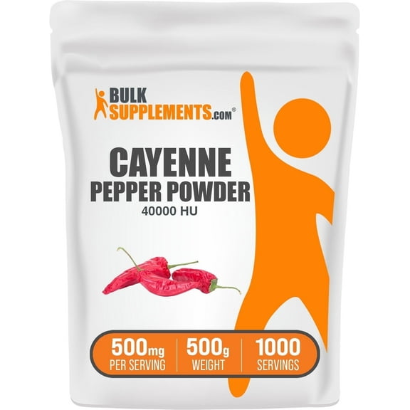 BulkSupplements Cayenne Pepper 40000HU Powder - 500mg per Serving - 500 Grams (1.1 lbs) - 1000 Servings