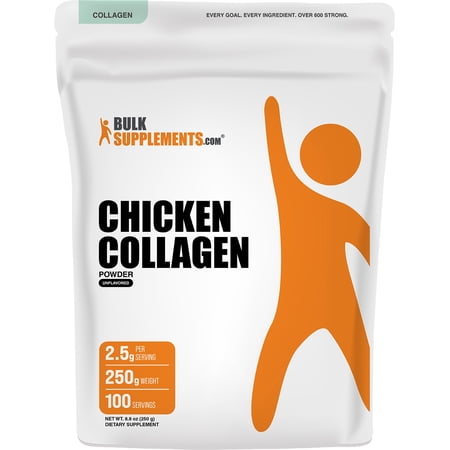 BulkSupplements Chicken Collagen Powder - Collagen Supplement, Hydrolyzed - Unflavored, 250g (8.8 oz)