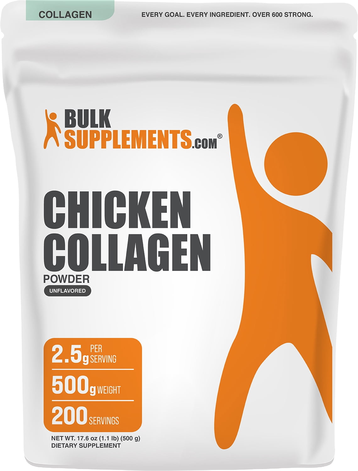 BulkSupplements Chicken Collagen Powder - Collagen Supplement, Hydrolyzed - Unflavored, 500g (1.1 lbs)