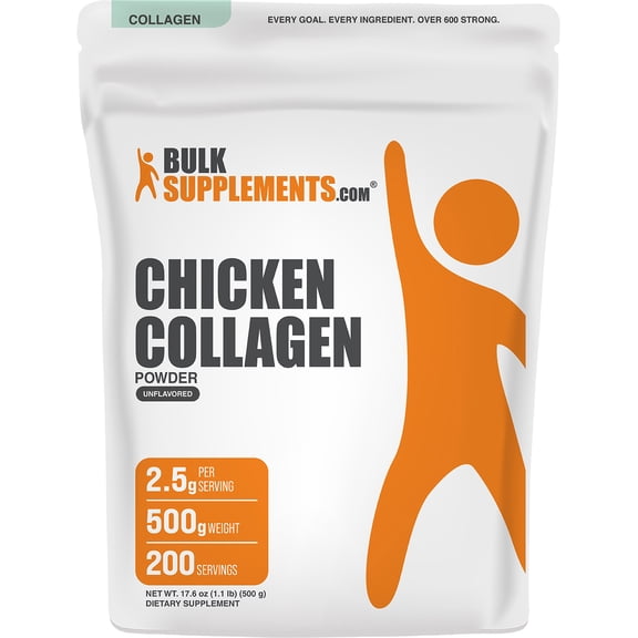 BulkSupplements Chicken Collagen Powder - Collagen Supplement, Hydrolyzed - Unflavored, 500g (1.1 lbs)