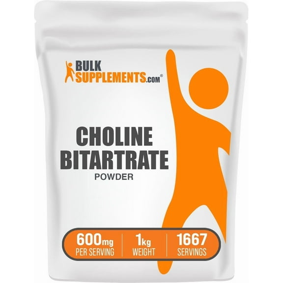 BulkSupplements Choline L-Bitartrate Powder - 600mg per Serving - 1 Kilogram (2.2 lbs) - 1667 Servings