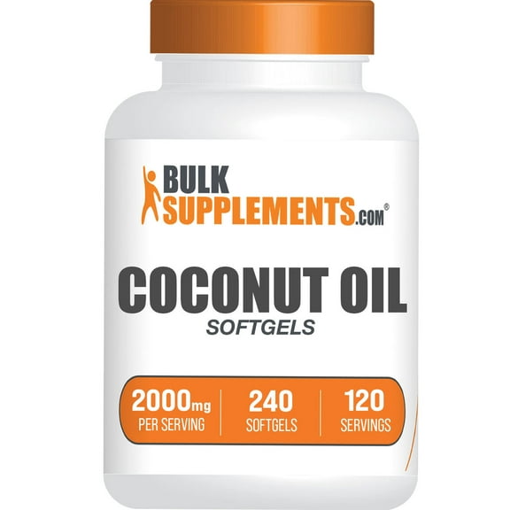 BulkSupplements Coconut Oil Softgels - Gluten Free, 2000mg per Serving (240 Softgels - 120 Servings)