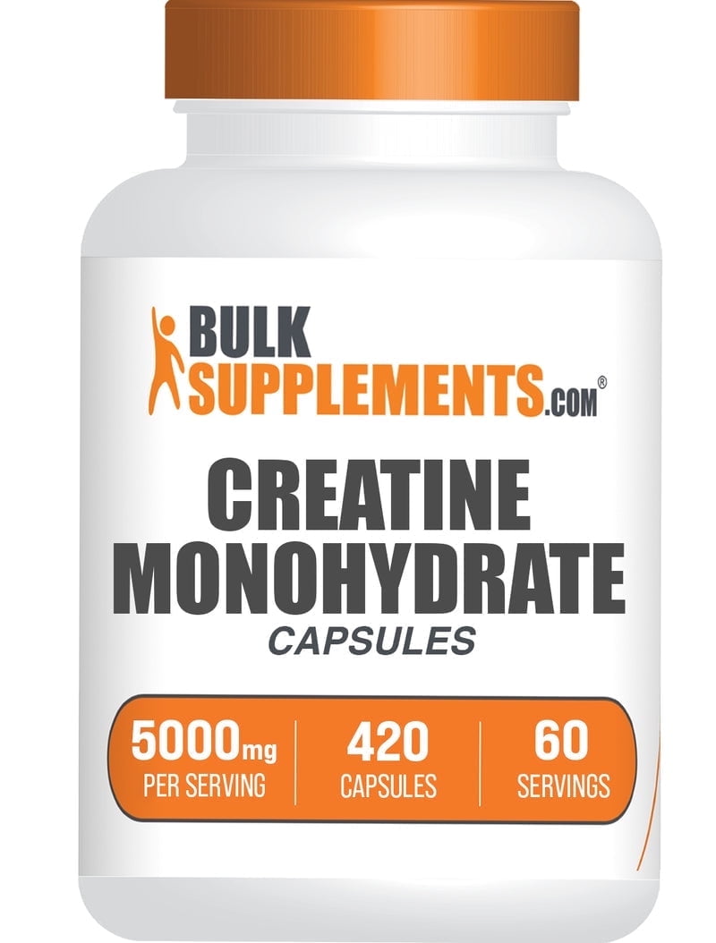 BulkSupplements Creatine Monohydrate Capsules - Creatine Supplement - Gluten Free, 7 Capsules per Serving (5000mg), 420 Count