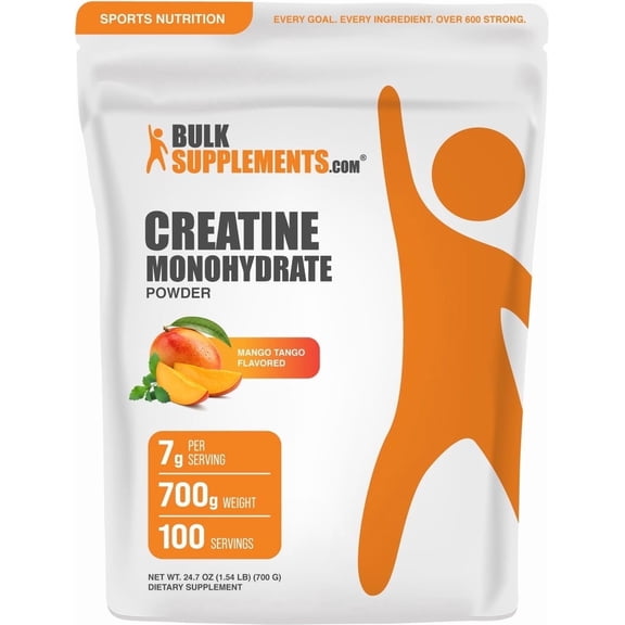 BulkSupplements Creatine Monohydrate Powder - Creatine Supplement, Micronized Creatine, Creatine Powder - Mango Tango, 7g per Servings, 700g (1.5 lbs)