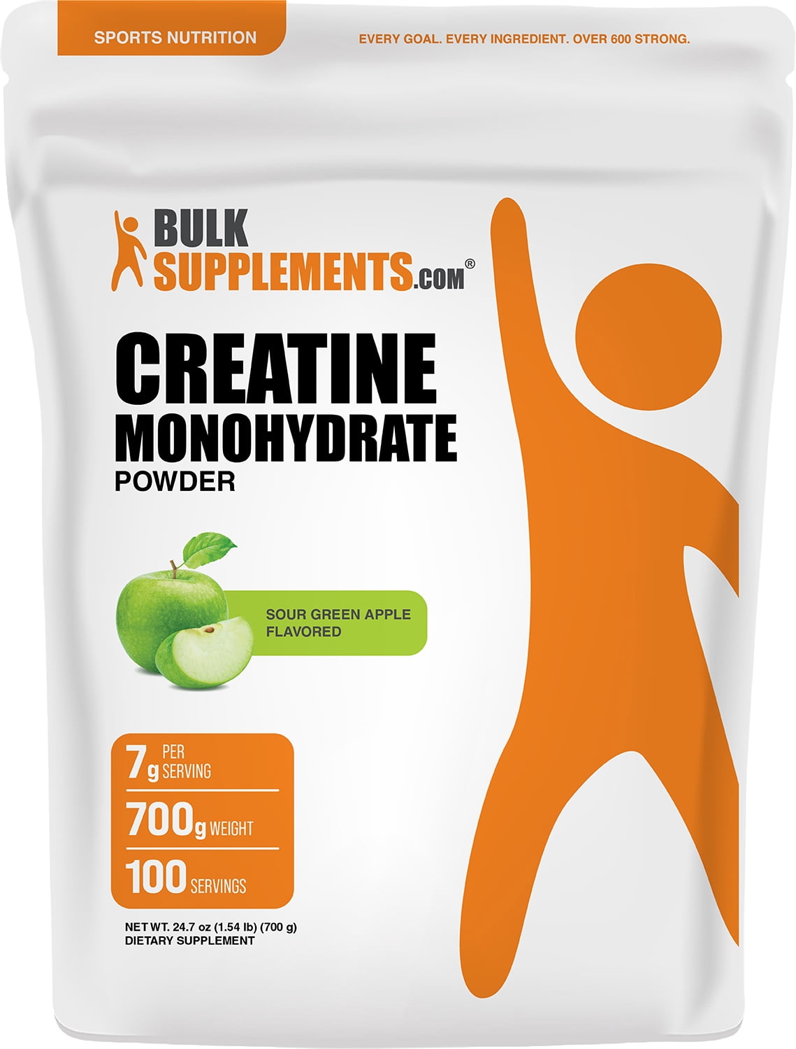 BulkSupplements Creatine Monohydrate Powder - Creatine Supplement, Micronized Creatine, Creatine Powder - Sour Green Apple, 700g (1.5 lbs)