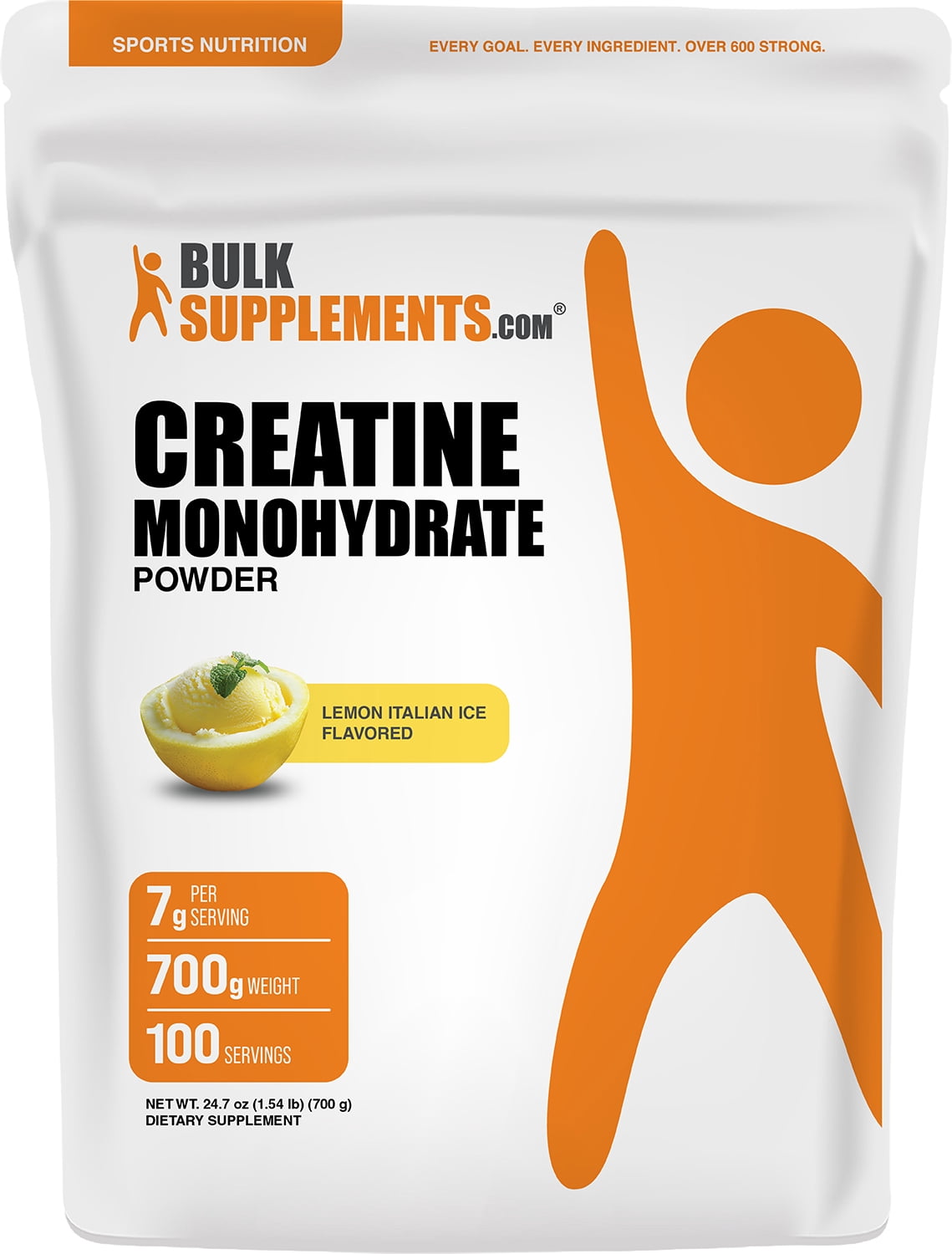 BulkSupplements Creatine Monohydrate Powder - Creatine Supplement, Micronized Creatine, Creatine Powder - Lemon Italian Ice, 700g (1.5 lbs)