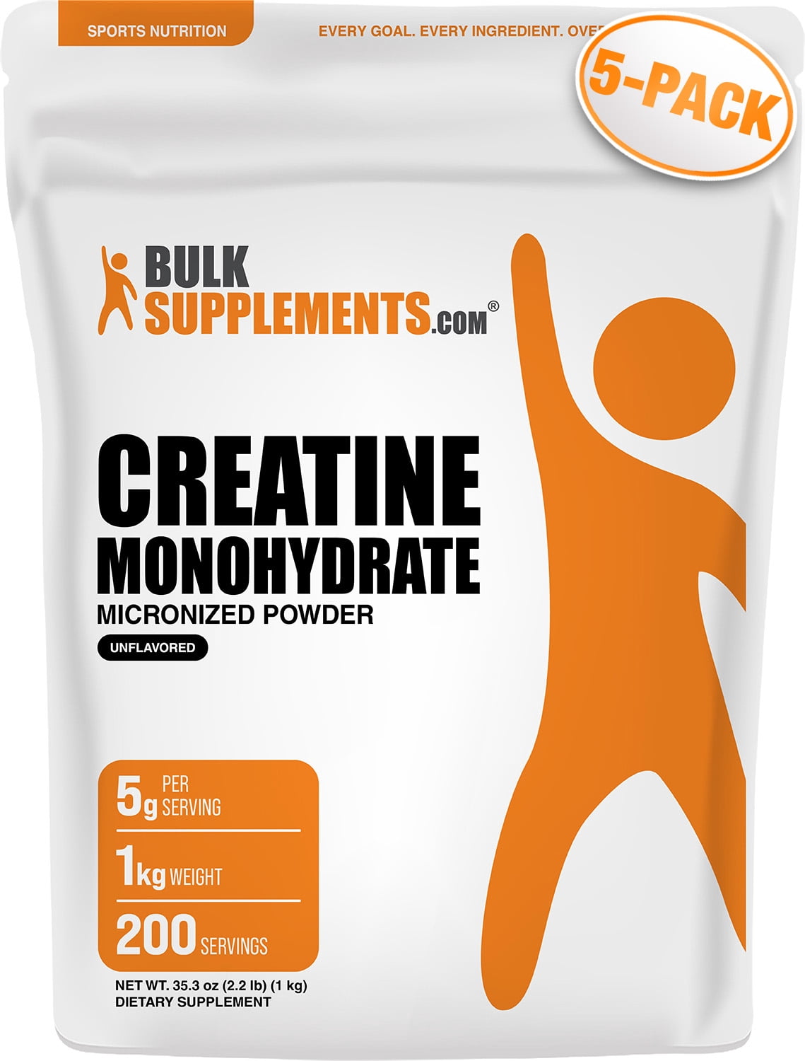 BulkSupplements Creatine Monohydrate Powder - Micronized, Pure Creatine, 5g per Serving, 5kg (11 lbs)