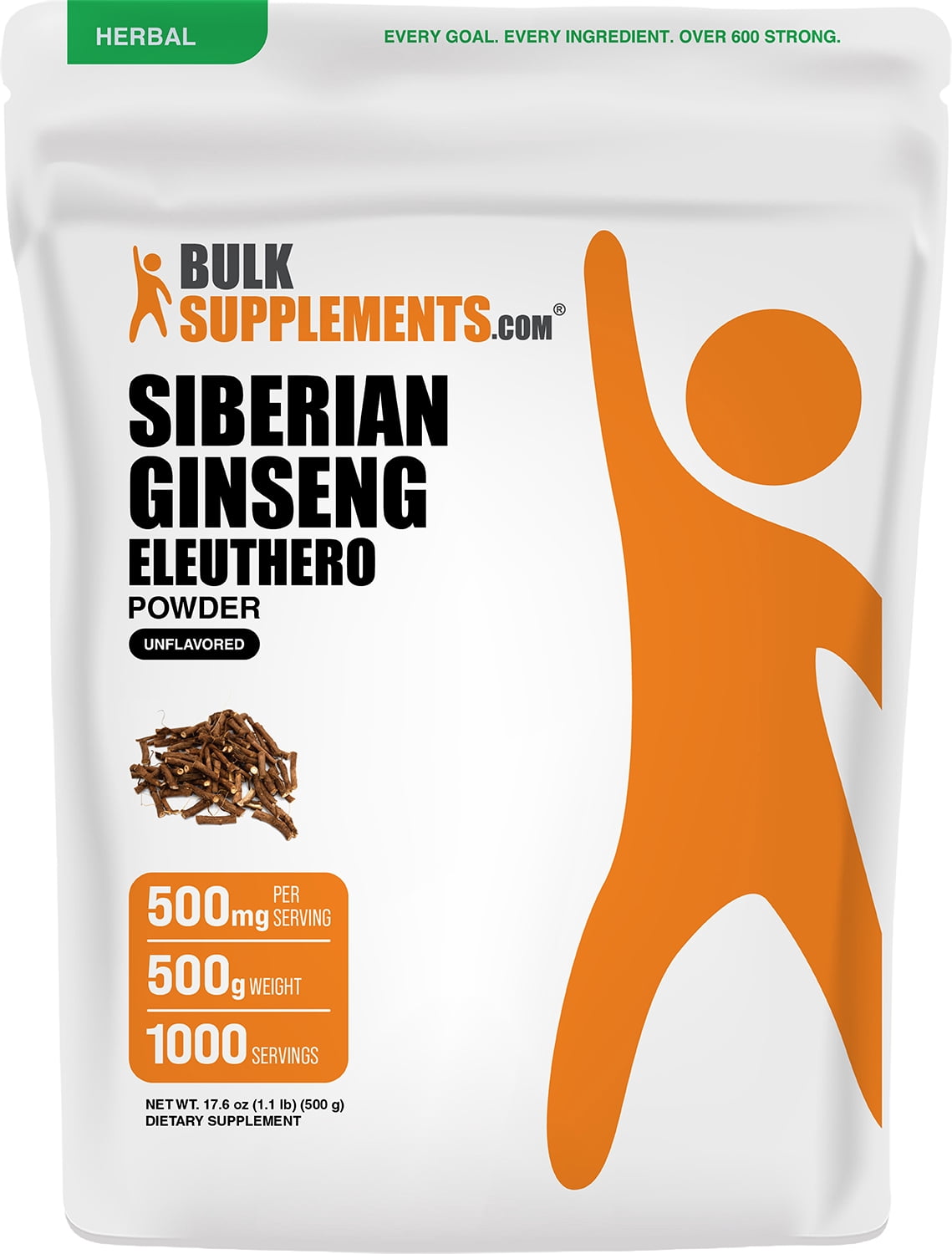 BulkSupplements Eleuthero (Siberian Ginseng) Powder - 500 Grams (1.1 lbs)