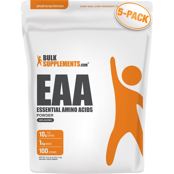 BulkSupplements EAA Powder - Dietary Supplement, Essential Amino Acids Powder, Unflavored, 5kg (11 lbs)