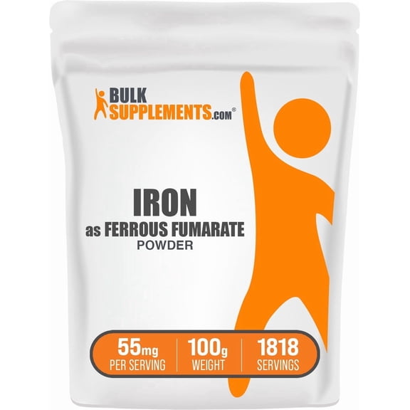 BulkSupplements Ferrous Fumarate Powder - 55mg per Serving - 100 Grams (3.5 oz) - 1818 Servings