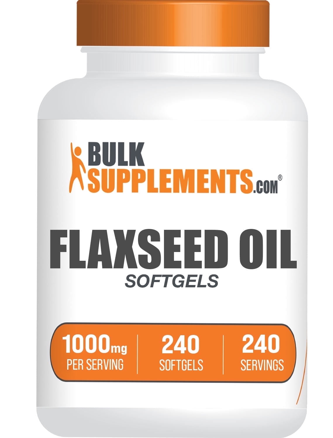 BulkSupplements Flaxseed Oil Softgels- 1000mg per Serving (240 Softgels - 240 Servings)