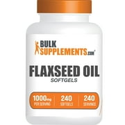 BulkSupplements Flaxseed Oil Softgels- 1000mg per Serving (240 Softgels - 240 Servings)