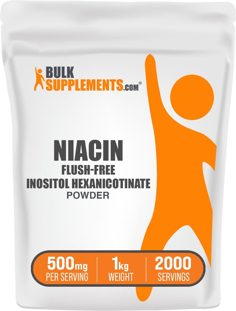 BulkSupplements Flush Free Niacin (Inositol Hexanicotinate) Powder- 500mg per Serving - 1 Kilogram (2.2 lbs) - 2000 Servings