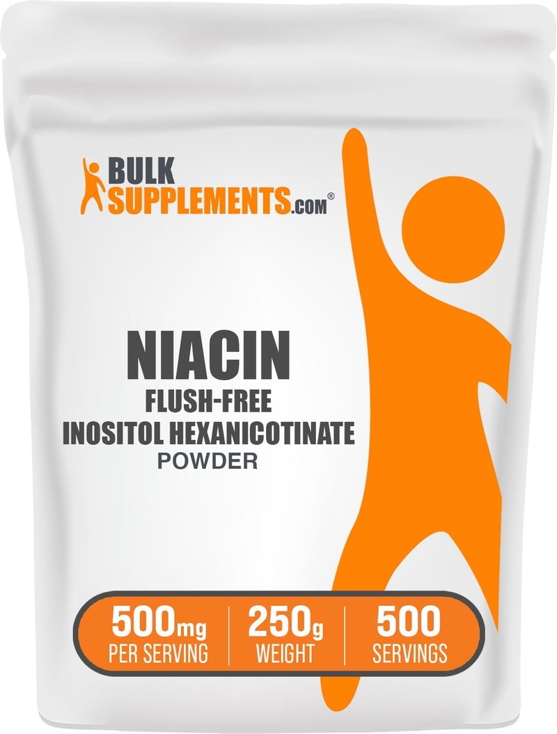 BulkSupplements Flush Free Niacin (Inositol Hexanicotinate) Powder- 500mg per Serving - 250 Grams (8.8 oz) - 500 Servings
