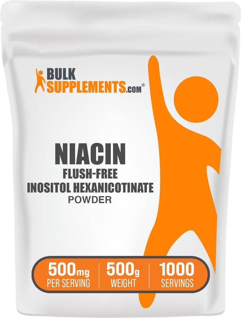 BulkSupplements Flush Free Niacin (Inositol Hexanicotinate) Powder- 500mg per Serving - 500 Grams (1.1 lbs) - 1000 Servings