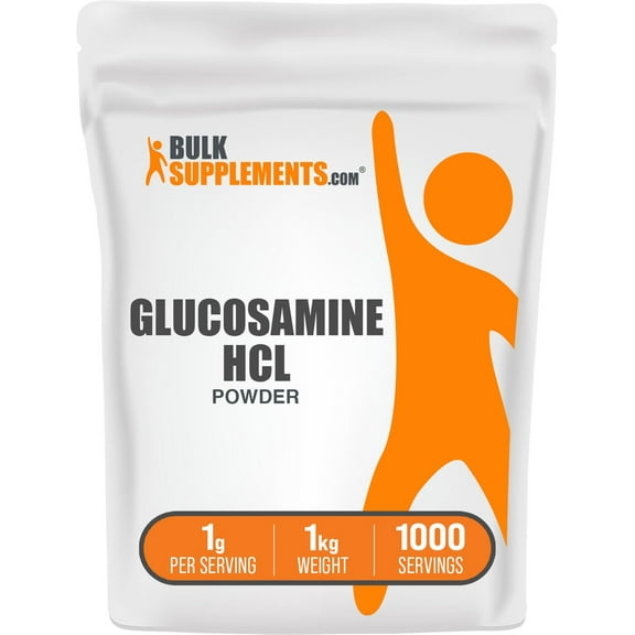 BulkSupplements Glucosamine HCl Powder - 1g per Serving - 1 Kilogram (2.2 lbs) - 1000 Servings