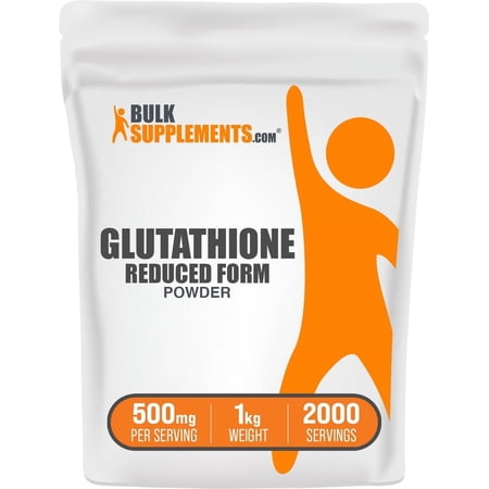 BulkSupplements Glutathione Powder - Reduced Form, 500mg per Serving - 1 Kilogram (2.2 lbs) - 2000 Servings