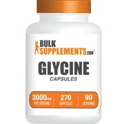 BulkSupplements Glycine Capsules, 3000mg, Builds Muscle, 270 Count