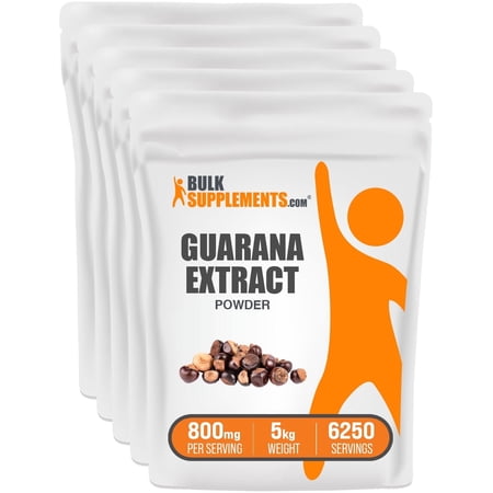 BulkSupplements Guarana Extract (22% Caffeine) Powder - 800mg per Serving - 5 Kilograms (11 lbs) - 6250 Servings