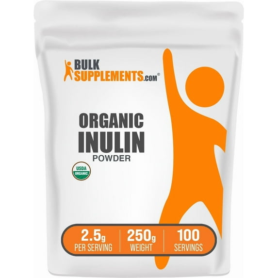 BulkSupplements Inulin Powder, Fiber Supplement, Unflavored, 250g, 100 Servings