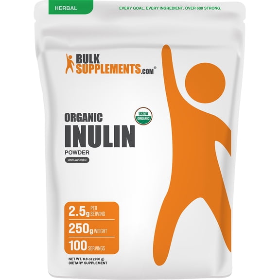 BulkSupplements Inulin Powder, Fiber Supplement, Unflavored, 250g