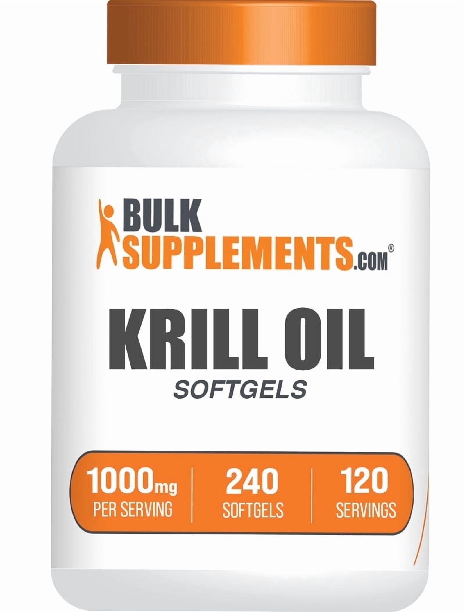 BulkSupplements Krill Oil Softgels - Gluten Free, 1000mg per Serving (240 Softgels - 120 Servings)