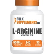 BulkSupplements L-Arginine Capsules - Arginine Supplement, Gluten Free - 8 Capsules per Serving 5000mg, 240 Count