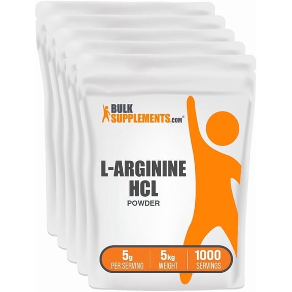 BulkSupplements L-Arginine HCl Powder - Arginine Supplement, Amino Acid Supplement - Unflavored, 5g per Serving, 5kg (11 lbs)