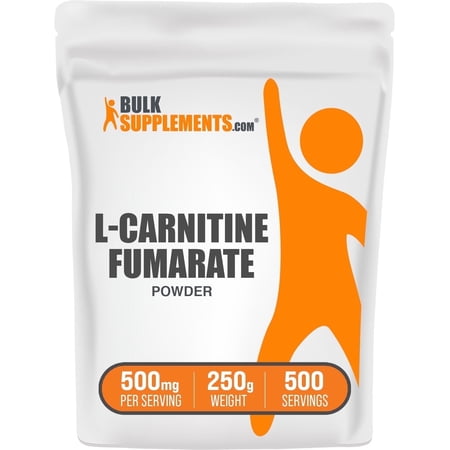 BulkSupplements L-Carnitine Fumarate Powder, Dietary Supplement, Unflavored, 250g, 500 Servings