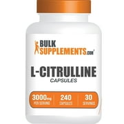 BulkSupplements L-Citrulline Capsules - Amino Acid Supplement, Nitric Oxide Support - 8 Capsules per Serving (3000mg), 240 Count