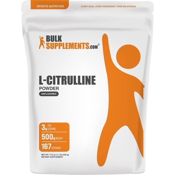 BulkSupplements L-Citrulline Powder - Amino Acid Supplement, Nitric Oxide Support - Unflavored, 500g (1.1 lbs)