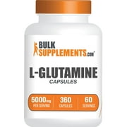 BulkSupplements L-Glutamine Capsules - Amino Acid Supplement, Glutamine Supplement - Gluten Free, 6 Capsules per Serving (5000mg), 360 Count