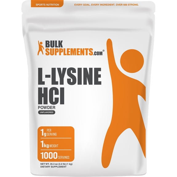 BulkSupplements L-Lysine Powder - as L-Lysine HCl, Amino Acid Supplement - Unflavored, 1kg (2.2 lbs)