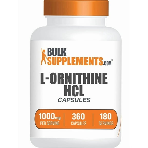 BulkSupplements L-Ornithine HCl Capsules Amino Acid Supplement, 1000mg, 360 Capsules