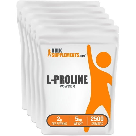 BulkSupplements L-Proline Powder - Amino Acid Supplement, Proline Supplement - Unflavored, 2g per Serving, 5kg (11 lbs)