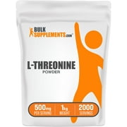 BulkSupplements L-Threonine Powder - 500mg per Serving - 1 Kilogram 2.2 lbs - 2000 Servings