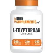 BulkSupplements L-Tryptophan Capsules, 500mg Per Serving 240 Capsules - 240 Servings