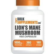 BulkSupplements Lion's Mane Mushroom Extract Capsules - Lions Mane Mushroom Supplement, Vegan, 2 Capsules per Serving (1000mg), 360 Count