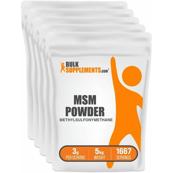 BulkSupplements MSM Powder - Methylsulfonylmethane, Dietary Supplement - Unflavored, 3g per Serving, 5kg (11 lbs)