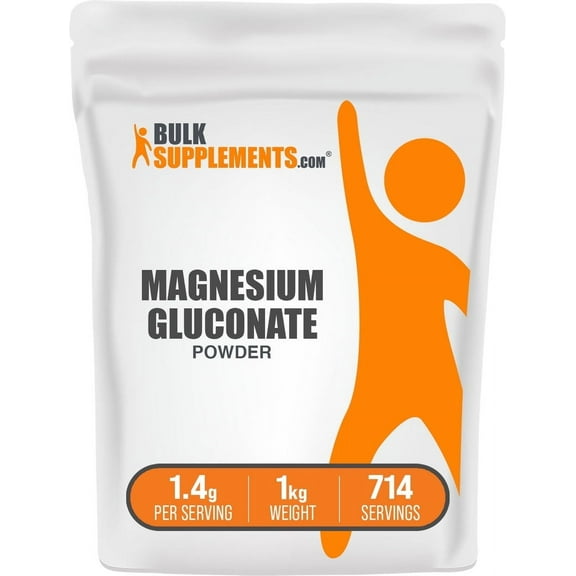 BulkSupplements Magnesium Gluconate Powder- 1.4g per Serving - 1 Kilogram (2.2 lbs) - 714 Servings