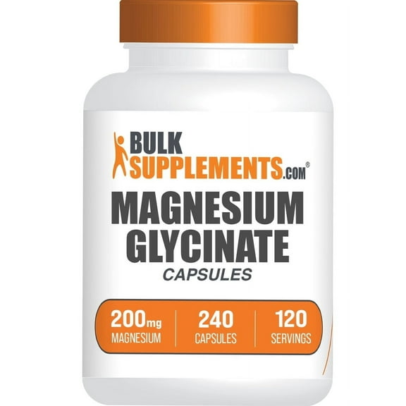 BulkSupplements Magnesium Glycinate Capsules - Easily Absorbed, Magnesium Supplement, 2 Capsules per Serving (200mg Magnesium), 240 Count