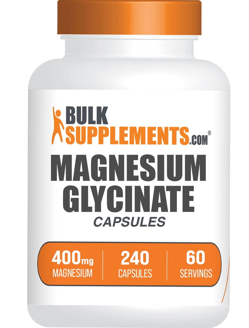 BulkSupplements Magnesium Glycinate Capsules - Easily Absorbed, Magnesium Supplement, 4 Capsules per Serving (400mg Magnesium), 240 Count