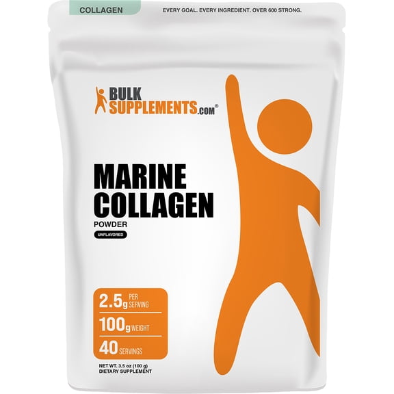 BulkSupplements Marine Collagen Powder - Collagen Supplement, Hydrolyzed - Unflavored, 100g (3.5 oz)