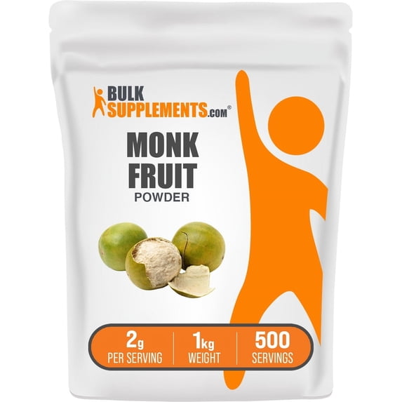 BulkSupplements Monk Fruit Powder, 2000mg - Natural Sweetener, Sugar Substitute (1kg - 500 Servings)