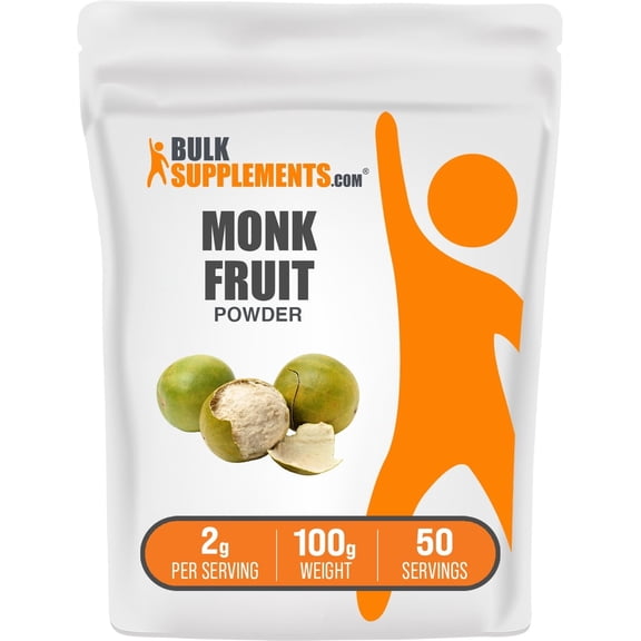 BulkSupplements Monk Fruit Powder, Natural Sweetener, Sugar Substitute, 100g, 50 Servings