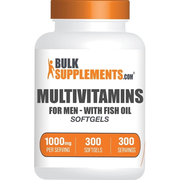 BulkSupplements Multivitamin for Men Softgels - with Fish Oil, (300 Softgels)